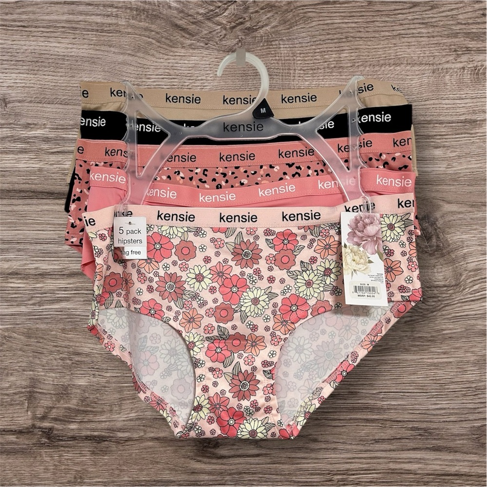 Kensie Pink and Black Panties Set with Soft Fabric and Comfortable Fit